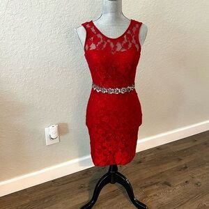 City Studio Red Bodycon Halter Dress